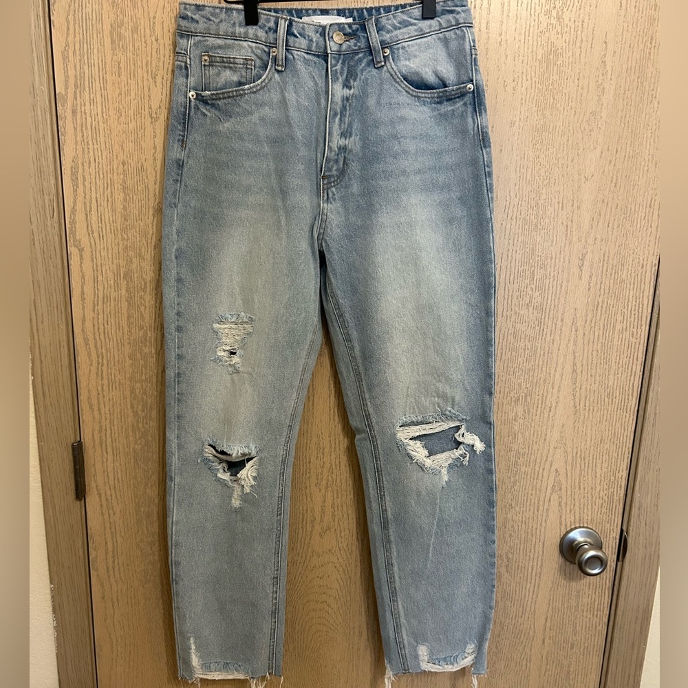 SIZE 28 TNR Jeans Light-Wash High Rise Crop Mom Jeans from Henly